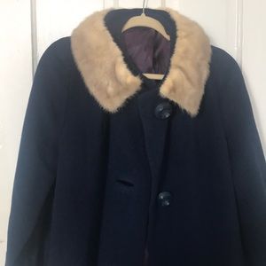 GORGEOUS vintage wool duster coat with rabbit fur